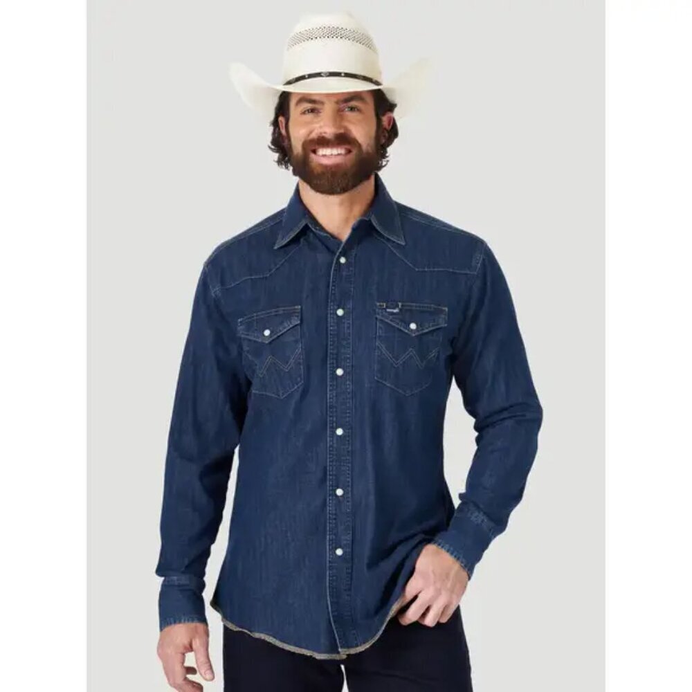 Wrangler Men's Long Sleeve Western Denim Workshirt. Sz: Large